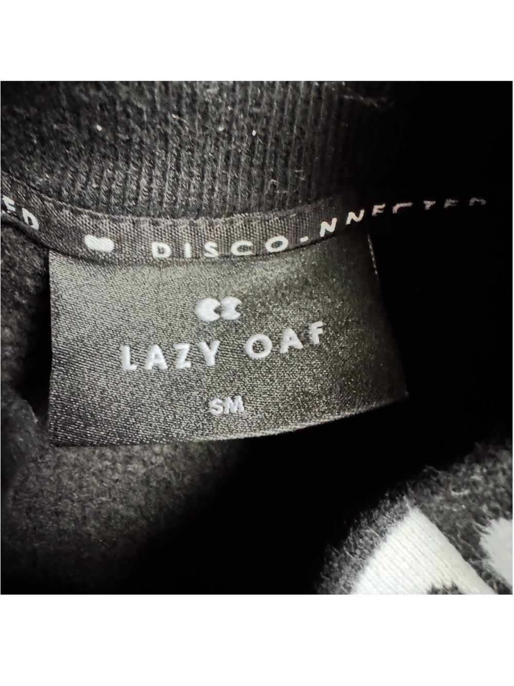 Lazy Oaf Black Sweatshirt Hearts Monochrome Mockneck y2k Women’s Small Medium - Picture 4 of 9